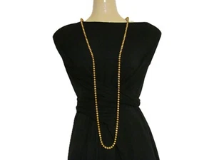 Collar largo vintage con cuentas de metal texturizado tono dorado con estilos de uso múltiple - Imagen 1 de 13