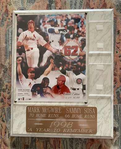 mark mcguire and sammy sosa home run plaque limited edition A YEAR TO REMEMBER Cover