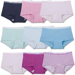 Fruit of the Loom Girls' Cotton Boyshort Underwear Assorted Color - 9 Pack, 10 - Picture 1 of 1