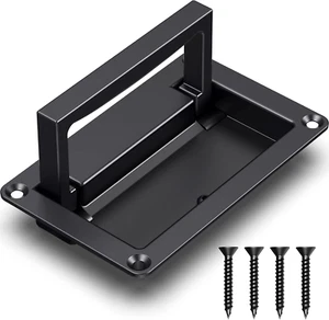 Black Zinc Alloy Recessed Door Pull Handle Recessed Flush Pull Handle for Drawer - Picture 1 of 12