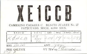 VTG HAM RADIO CQ QSL QSO POSTCARD XE1CCB PATZCUARO MICHIGAN USA 1986 - Picture 1 of 1