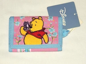 NWT DISNEY WINNIE THE POOH PINK WALLET W/BLUE EDGE 3" X 4 1/2" CLOSED - Picture 1 of 3
