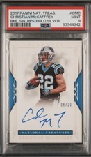 2017 Panini National Treasures Silver /10 Christian McCaffrey Rookie Auto PSA 9