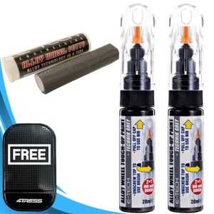 2x Touch up Sticks E-Tech Car Alloy Wheel Paint Grey 20ml & 1x Repair Putty +M - Picture 1 of 17