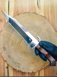 CUCHILLO BOWIE DE CAZA ESPIGA COMPLETA ACERO D2 HECHO A MANO PERSONALIZADO CON MANGO DE MADERA - Imagen 1 de 7