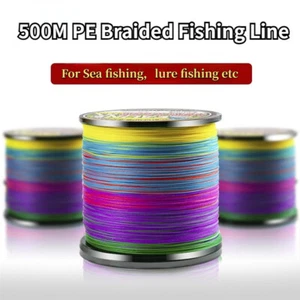 500M 4 Brins Tressé Pêche Ligne Coloré Eau de Mer Pêche Câble pour Carpe - Photo 1/9