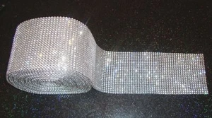 24 row 1yd diamante Real crystal Trim decoration costume ribbon mesh rhinestone - Picture 1 of 3