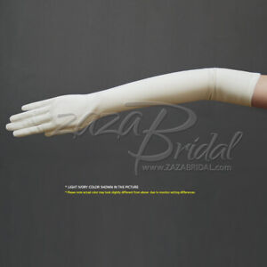19.5" Long Stretch Dull Matte Satin Gloves / No Shine, Elegant Look