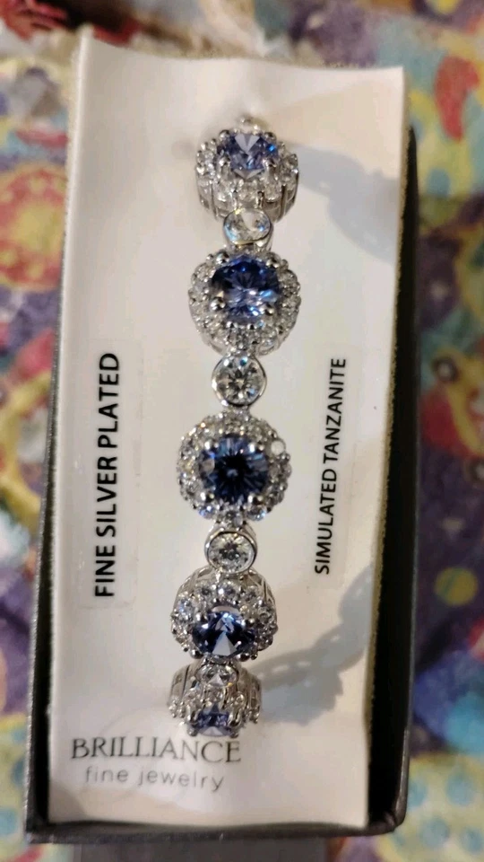 simulated tanzanite bangle bracelet Silver Plated - Image 1 of 4