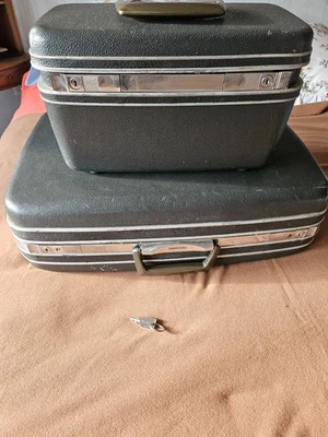 70s SAMSONITE Silhouette Suitcase + Weekender + Tray &  orig. Key (working; one) - Imagen 1 de 4