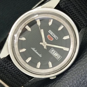 VINTAGE SEIKO 5 AUTOMATIC 6119C JAPAN MENS BLACK COLOR DIAL WATCH a434612-c - Picture 1 of 10
