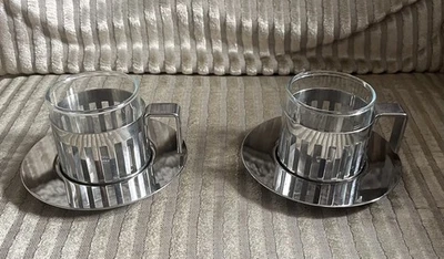 Juego de tazas y platillos de café espresso Alessi vintage par de Alessi expresso  Foto 1 de 4