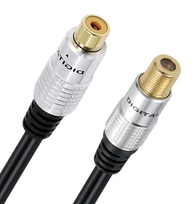 Coaxial to RCA Adapter Cable | RCA Female to F Type Coax Female Audio Lead - Image 1 of 4