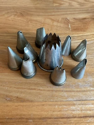 10 x Vintage Metal Pipping Icing Cake Decorating Nozzles Tala Nutbrown - Image 1 of 4