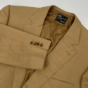 Henry Poole & Co. London Beige Bespoke Mens Blazer Two Button Sport Coat Jacket - Picture 1 of 9