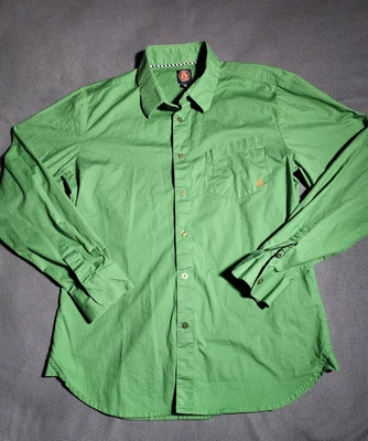 Volcom Shirt Mens Medium Green Long Sleeve Button Up Stone-Age Genuine Pocket - Image 1 of 4