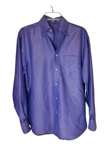 BUGATCHI Mens Long Sleeve Flip Cuff Shirt Purple Light Pink Chevron Size Small - Picture 1 of 20