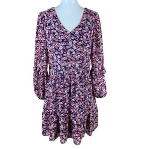 Leslie Fay Floral Ruffle Hem Dress 8 Long Sleeve Boho Spring Garden Party - Picture 1 of 5