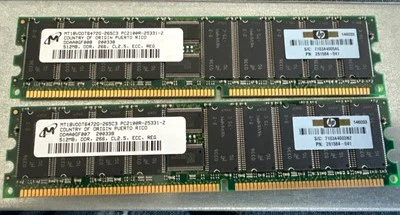 1GB 2x512MB PC2100 DDR-266 MICRON ECC MT18VDDT6472G Ram Memory Kit CL2 - Image 1 of 2