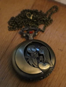 Orologio taschino cipolla Tim Burton Nightmare Before Christmas oro catena - Imagen 1 de 4
