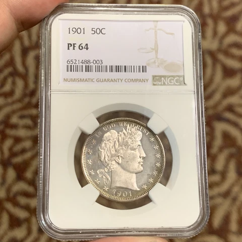 1901 P Proof Silver Barber Half Dollar $.50 NGC PF64 Cover