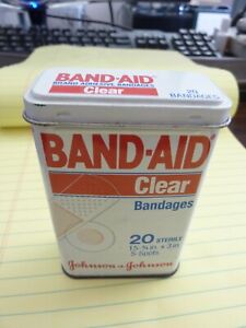 Vintage Band-Aid Brand 20 Clear Strip Bandages Tin Only - Johnson & Johnson 