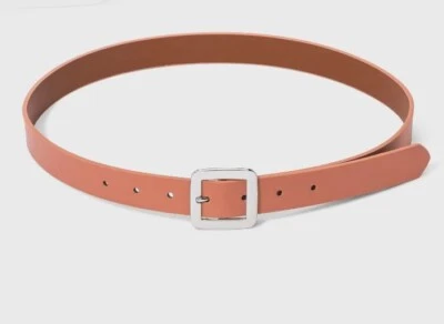 Stylish Women's Fashion Belt with Silver Center Bar Buckle - Apricot - Small - Image 1 of 4
