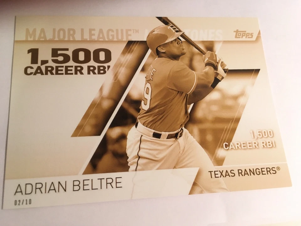 2017 Topps ML Milestones Jumbo 5x7 Adrian Beltre Rangers MLM11 #’d 02/10 Gold - Image 1 of 1