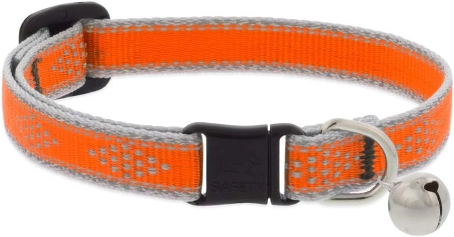Collar de seguridad reflectante de altramuz para gato con campana diamante naranja de 1/2" de ancho Foto 1 de 1