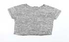 Only Womens Grey Acrylic Cropped T-Shirt Size S Crew Neck