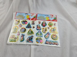 Vintage Lot 2 Packs Puffy Christmas Stickers 1980s KMart Imperial Toy Corp - Picture 1 of 3