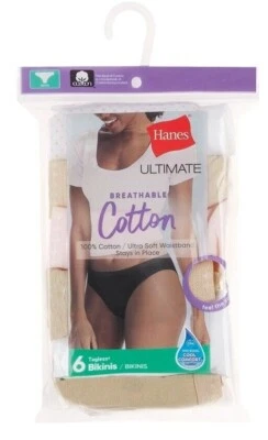 Hanes Ultimate Women's Breathable Cotton Bikini Underwear, 6-Pack - Image 1 of 2