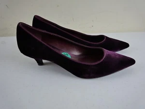 LAUREN RALPH LAUREN Women's 7.5B Maroon Burgundy Velvet Mid-Heel Shoes Pumps NEW - Picture 1 of 7