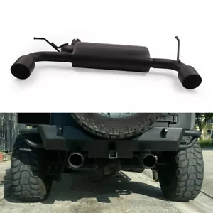 For 07-17 Jeep Wrangler JK 2/4DR Matte Black Dual CatBack Exhaust Muffler System - Picture 1 of 17