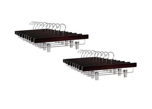 20 Pack Swivel Hook Wooden Clothing Hangers for Pants Shorts Skirt Dress Ties - Picture 1 of 7