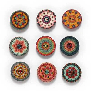 Retro Round Wood Buttons for Sewing Scrapbooking Crafts Gift home Decor 15-25mm - Picture 1 of 15
