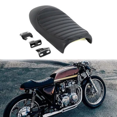 Assento de corrida preto para motocicleta Hump Cafe serve para Honda Suzuki Yamaha Kawasaki EUA - Imagem 1 de 4