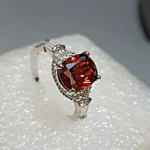 2.90ctw LUSTRO STELLA AAA Premium Red Cubic Zirconia Ring Sterling Silver Size 9 - Picture 1 of 10