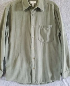 Covington Shirt Mens Sz Med Reg 38/40 Green L Sleeve Suede Dress Button Up #595 - Picture 1 of 9