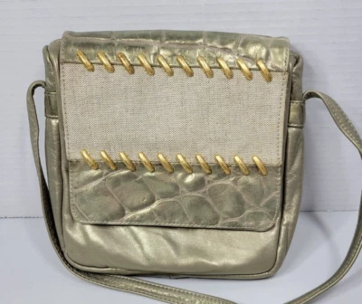 Pinky сделано в США металлический голубь серый седельная сумка/через плечо кожаная сумочка 8 «x 6» - Изображение 1 из 4