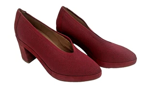 EILEEN FISHER Signy Strick Mesh Stretch Blockabsatz Pumps Burgunderrot Cranberry Größe 6 - Bild 1 von 9