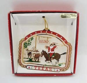 Nation's Treasures Santa's Ranch 24K Gold Flashed Brass Christmas Ornament - Foto 1 di 6
