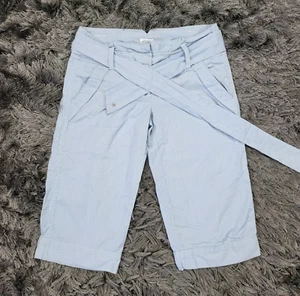 Elevenses Caprihose Damen 2 blau weiß gestreift Baumwolle Gürtel mittelhohe Taschen - Bild 1 von 23