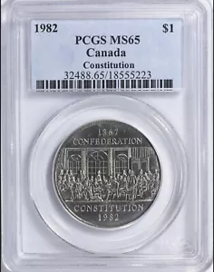 Canada 1982 Dollar Constitution Coin PCGS MS65 Looks PROOF-LIKE - Picture 1 of 2