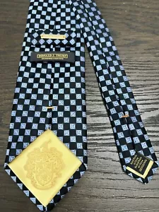 Donald J Trump Men’s Silk Neck Tie Gold Bar Signature Collection Blue Geometric - Picture 1 of 10