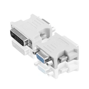 Conector DVI-D 24+1 >VGA 15 polos conector adaptador PC TV monitor proyector pines chapado en oro - Imagen 1 de 6