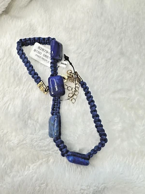 NUEVO Collar Gargantilla Free People Sweet Carolina Bohemio Macramé Años 70 Azul Lapislázuli Foto 1 de 4