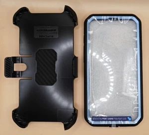 iPhone 14 Pro Case with Stand & Belt-Clip Built-in Screen Protector-Blue - Photo 1 sur 10