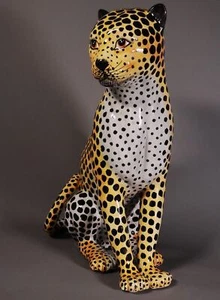Italian Ceramic big Gepard hand painted 45x20x32 cm Vintage Leo #E - Picture 1 of 9