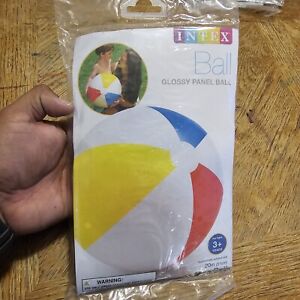 New Intex Beach Ball Inflatable 24" Colorful Glossy Panel Swimming Pool Toy